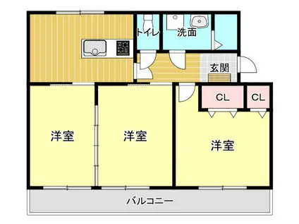 桃花ハイツ(3DK/3階)の間取り写真