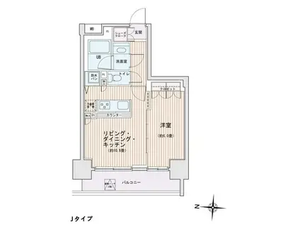 エスティメゾン錦糸町II(1LDK/13階)の間取り写真