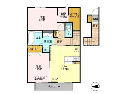 クオーレ千葉寺(2SLDK/2階)の間取り写真