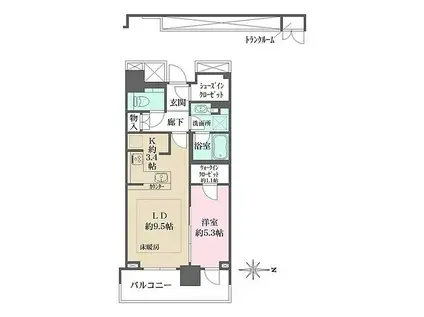 ザ・パークハウス晴海タワーズティアロレジデンス(1LDK/29階)の間取り写真