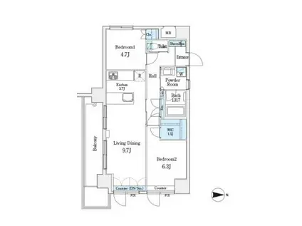 パークキューブ小岩(2LDK/6階)の間取り写真