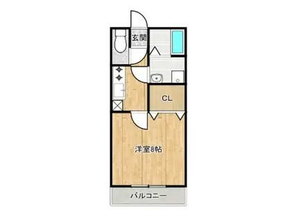 カーサパシオン(1K/1階)の間取り写真