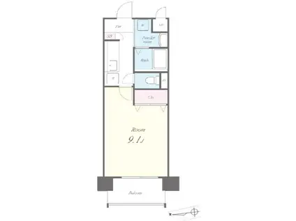 ビンシスターレット(1K/1階)の間取り写真