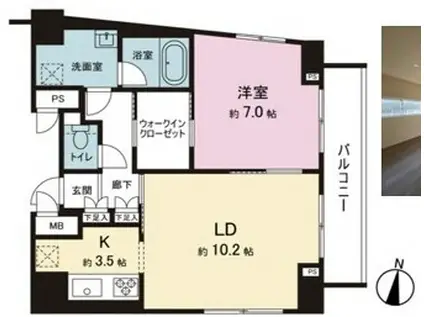 水道橋  3方 高層階 アクセス良好 1LDK(1LDK/10階)の間取り写真