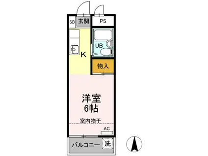グリーンハイム桜塚(ワンルーム/4階)の間取り写真
