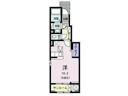 グッドラック(ワンルーム/1階)の間取り写真