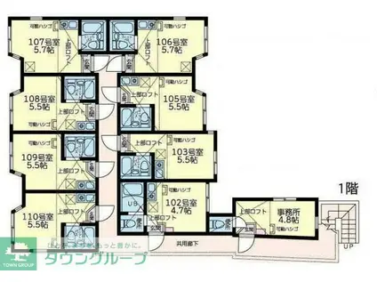 ユナイト川崎ロゼッタストーン(ワンルーム/1階)の間取り写真