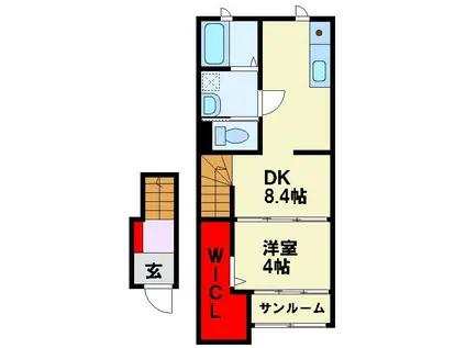 ディオーネ(1DK/2階)の間取り写真