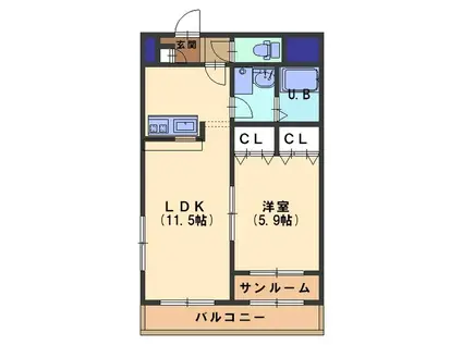 ドリーム6(1LDK/4階)の間取り写真