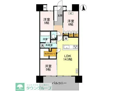 イニシア草加高砂(3LDK/10階)の間取り写真