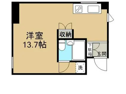 EL MIRADOR(ワンルーム/3階)の間取り写真