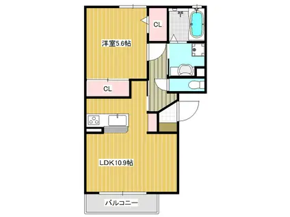 ロイヤルヴィレッティーナB棟(1LDK/3階)の間取り写真