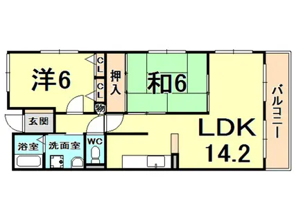 エントピアVII(2LDK/1階)の間取り写真