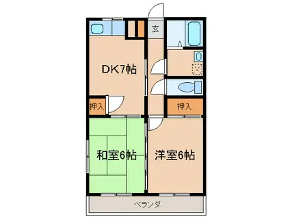 パナシティIII(2LDK/3階)の間取り写真