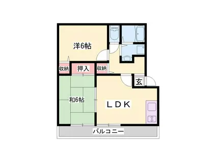 フォルクローレ辻川B棟(2LDK/2階)の間取り写真
