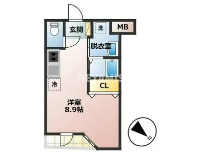 RE BIRTH道の尾(ワンルーム/3階)の間取り写真