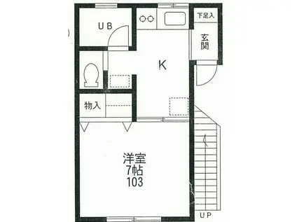ブランコート(1K/1階)の間取り写真