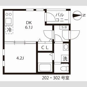 ハーモニーテラス高道町VI(1DK/3階)の間取り写真
