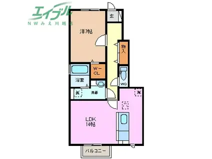 カーサ フェリーチェA(1LDK/1階)の間取り写真