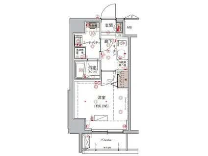 ハーモニーレジデンス大森ウエスト(1K/3階)の間取り写真