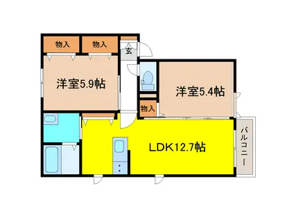 エクセレントガーデン(2LDK/2階)の間取り写真