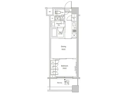 ザ・パークハビオ目黒プレイス(1DK/2階)の間取り写真