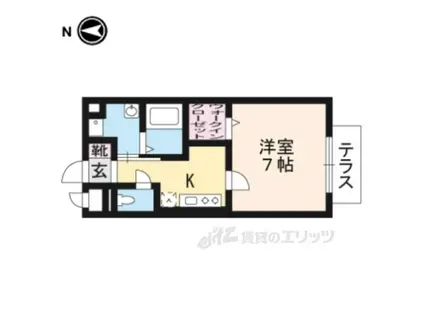 コスミオン長岡京(1K/1階)の間取り写真