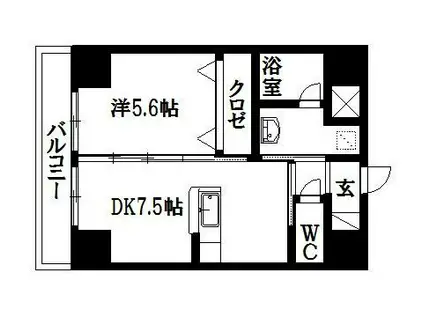 サザンストリート(1DK/2階)の間取り写真