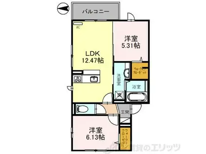 D-ROOM若園(2LDK/2階)の間取り写真