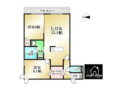 ORIENS(2LDK/3階)の間取り写真