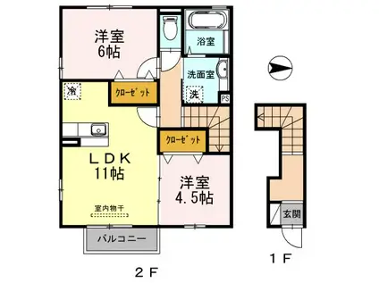 にゅうまごびれっじII(2LDK/2階)の間取り写真