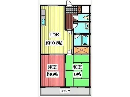ミナモトマンション3(2LDK/3階)の間取り写真