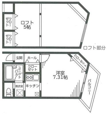 パレス相模大野(1K/1階)の間取り写真