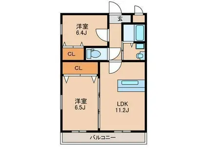 NEIGHBORS(2LDK/2階)の間取り写真