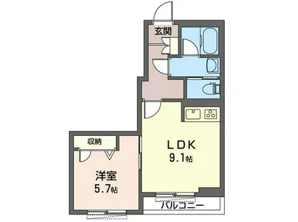 FLORENCE(1LDK/2階)の間取り写真