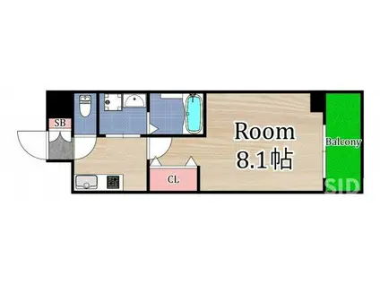 エムズパラッツォ城東(1K/7階)の間取り写真