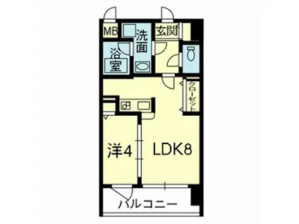ライズ藤崎台(1LDK/4階)の間取り写真