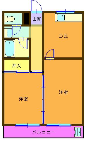 神宮ハイツ(2DK/4階)の間取り写真