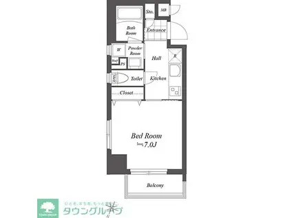 グランデュオ二子多摩川(1K/6階)の間取り写真