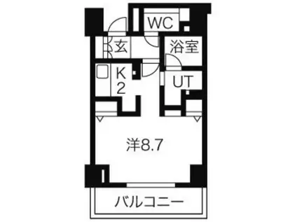 CASSIA車道(1K/8階)の間取り写真