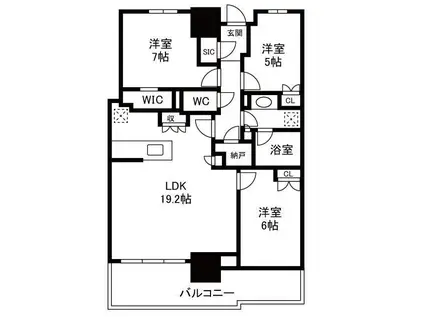 幕張ベイパーク ライズゲートタワー(3LDK/23階)の間取り写真