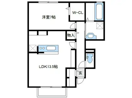 BRYANTPARK(1LDK/1階)の間取り写真