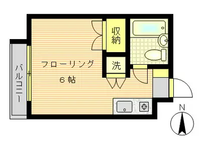 THREE EIGHT丸茂(ワンルーム/1階)の間取り写真