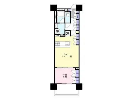 サンクレイドルはなみずき通レジデンス(1LDK/4階)の間取り写真