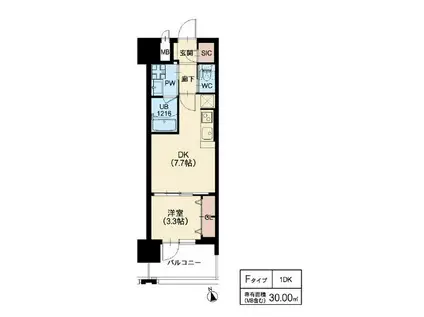 リッツ新大阪プレミアム(1K/3階)の間取り写真