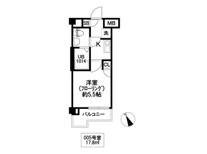ボーラ東大宮(1K/6階)の間取り写真