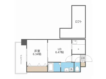レジディア天神(1LDK/2階)の間取り写真