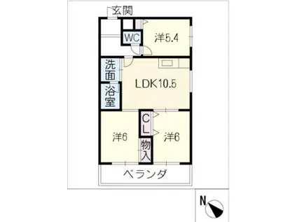 エスポワールK(3LDK/3階)の間取り写真