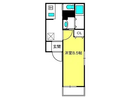 キーヤガレット(1K/3階)の間取り写真