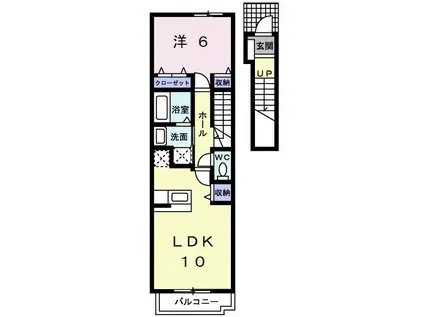 ラ・ヴィータ(1LDK/2階)の間取り写真